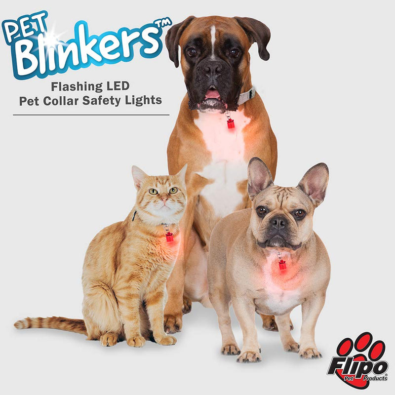 [Australia] - Flipo Group Pet Blinkers Clip-On LED Safety Light, Blinking LED Color Changing Pet Collar Safety Lights, Safety Lights for Dogs and Cats, Batteries Included Small Breed Blue/White LED 