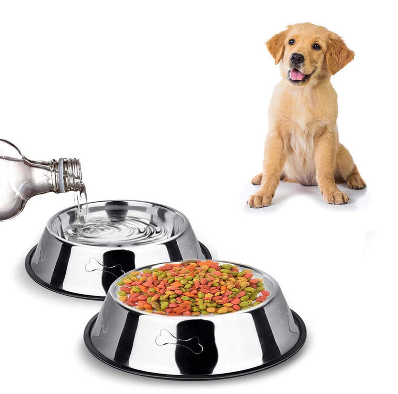 SUOXU 2 Stainless Steel Dog Bowls, Dog Feeding Bowls, Dog Plate Bowls With Non-slip Rubber Bases,Small Pet Feeder Bowls And Water Bowls (XS-195ml/7oz) XS-195ml/7oz - PawsPlanet Australia
