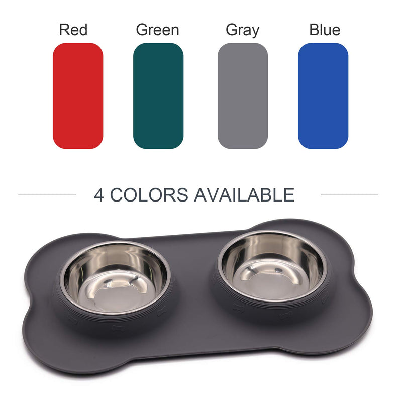 AOII Bone-Shaped Dog Bowl Stainless Steel Dog Bowl, 2 Medium-Sized Bowls (13.3 Ounces Each) Leak-Free, Non-Slip Silicone pad, Used for Small Dogs, Pets, Cats Feeding Bowls - PawsPlanet Australia