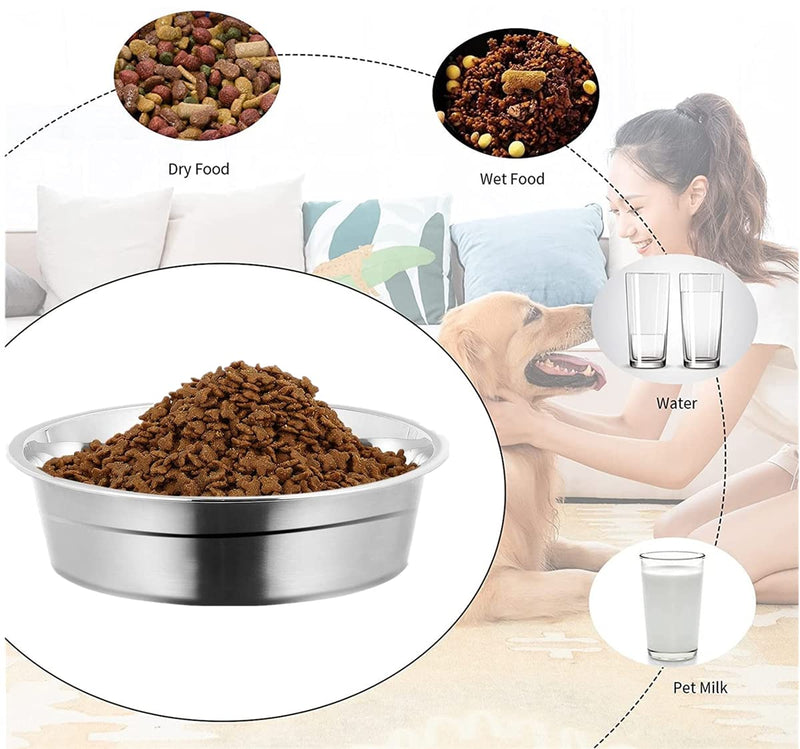Mutsutaz 2 Pack Stainless Steel Deep Pet Bowls with Silicone Bottom, Non Skid Non Spill Heavy Duty Premium Quality Pets Feeder Bowls for Pet and More 2 ⅕cups (17.6 oz)/ 520 ml - PawsPlanet Australia