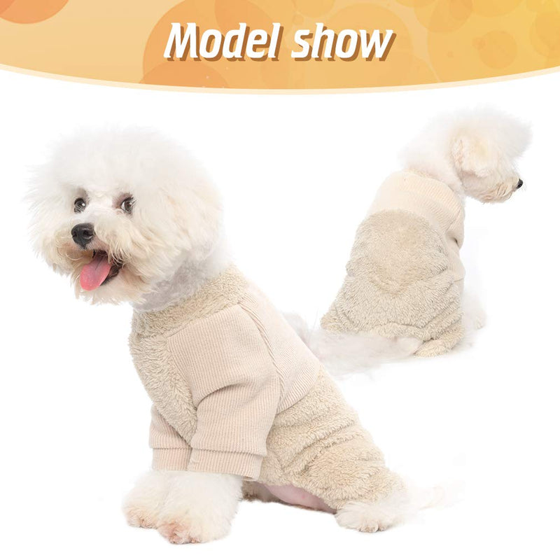 [Australia] - KOOLTAIL Dog Pajamas - Soft and Warm Fleece Dog Sweater, Dog Winter Coat, Stretchable Dog Jumpsuit, Lightweight Dog Clothes Outfit, for Small Medium Large Dog Cream 