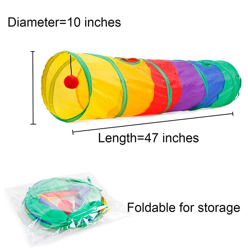 HERCOCCI Bunny Tunnel, Collapsible & Play Rabbit Hideout Tunnel Tubes with 4 Pack of Grass Ball Hideaway Small Animal Activity Chew Toys for Hamster Chinchilla Guinea Pig Gerbil Ferret 47 x 10 in - PawsPlanet Australia