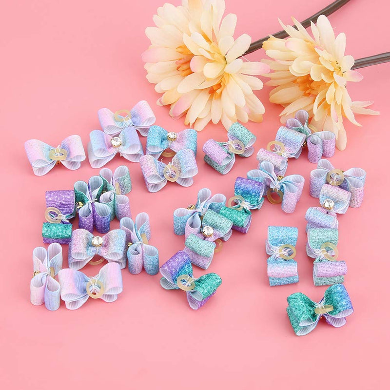 [Australia] - Jadeshay Pet Hair Bowknot,25Pcs Pet Gradient Ramp Hair Bowknot Bows Grooming Accessories for Cat Medium Small Dog 