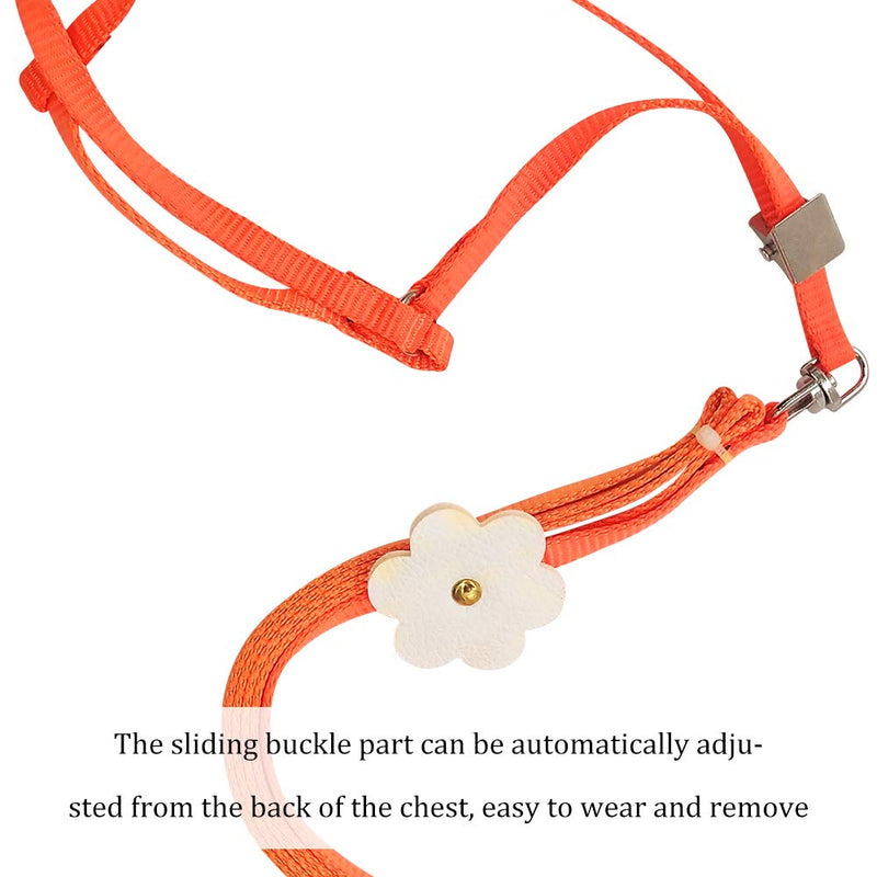 XYDZ Bird Harness Parrot Leash Flying Anti-Bite Traction Rope Bird Training Outdoor Carrying Flight Rop Adjustable Fit Budgerigar Lovebird Cockatiel Mynah Scarlet Macaw Small Bird - Orange - PawsPlanet Australia