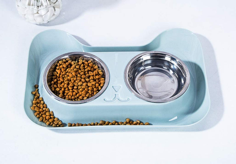 [Australia] - Cat Feeding Bowls with Double Stainless Steel with No Spill for Cats and Dogs for Any Size Pets with 3 Color (Green, Pink and Blue) Green 
