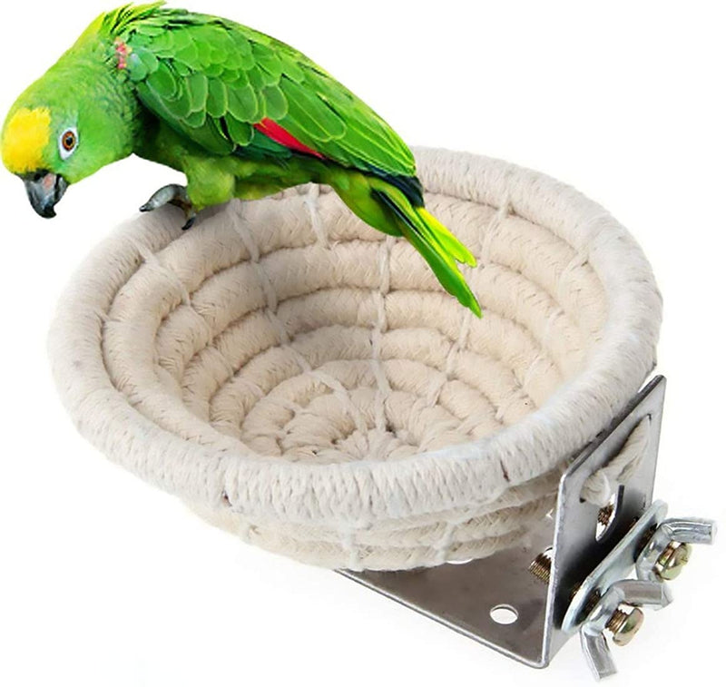 Jmiao Bird Cage Nest Cotton Weave Hemp Rope Bird House Bed for Parakeet Budgies Finch Cockatiel Canary (L, Cotton Rope) L - PawsPlanet Australia