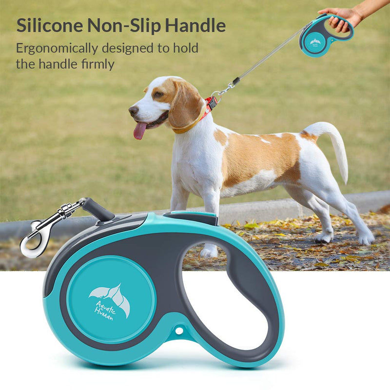 Retractable Dog Lead, Heavy Duty Dogs Extendable Leash 16FT Strong Nylon Tape 360° Tangle Free, Reflective 5M Anti-bite, One-Handed Brake/Pause/Lock Great for Small to Large Dogs Blue (S-20KG) S | 5M | Max 20KG - PawsPlanet Australia