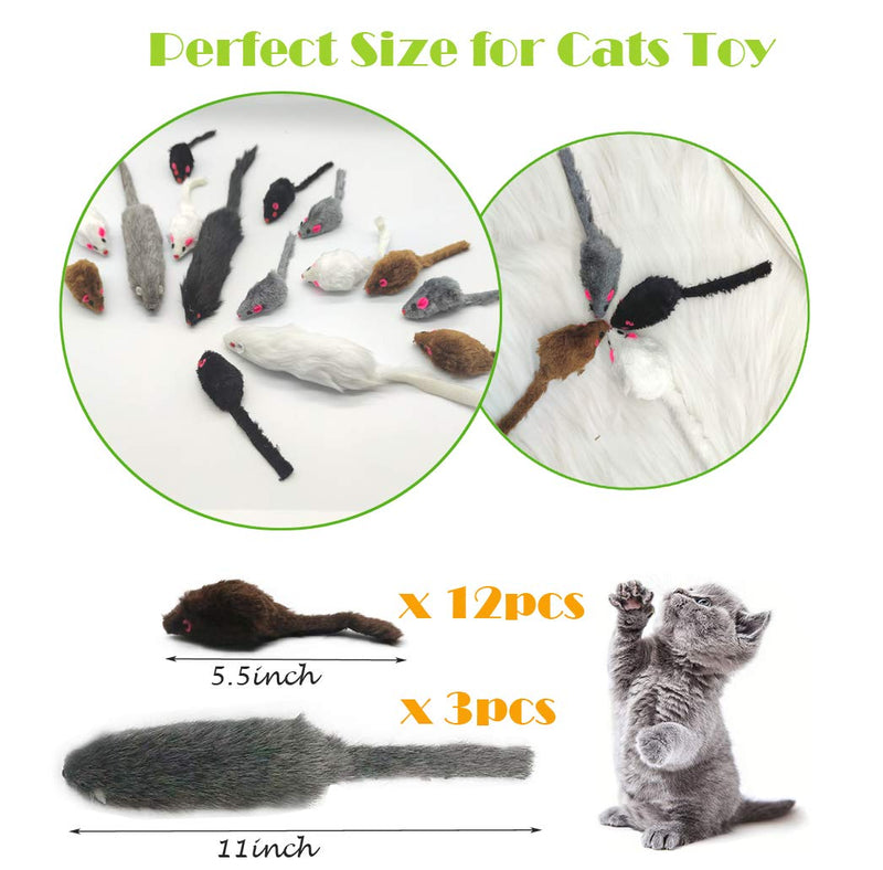 15PCS Mice Cat Toy,Cat Toys Catnip Mice,Pet Toys for Cats Mouse,Play Mouse for Cats,Furry Pet Toys,Rattle Mice for Cat,Cat Toy Set Perfect for Cat Kitten (A) A - PawsPlanet Australia