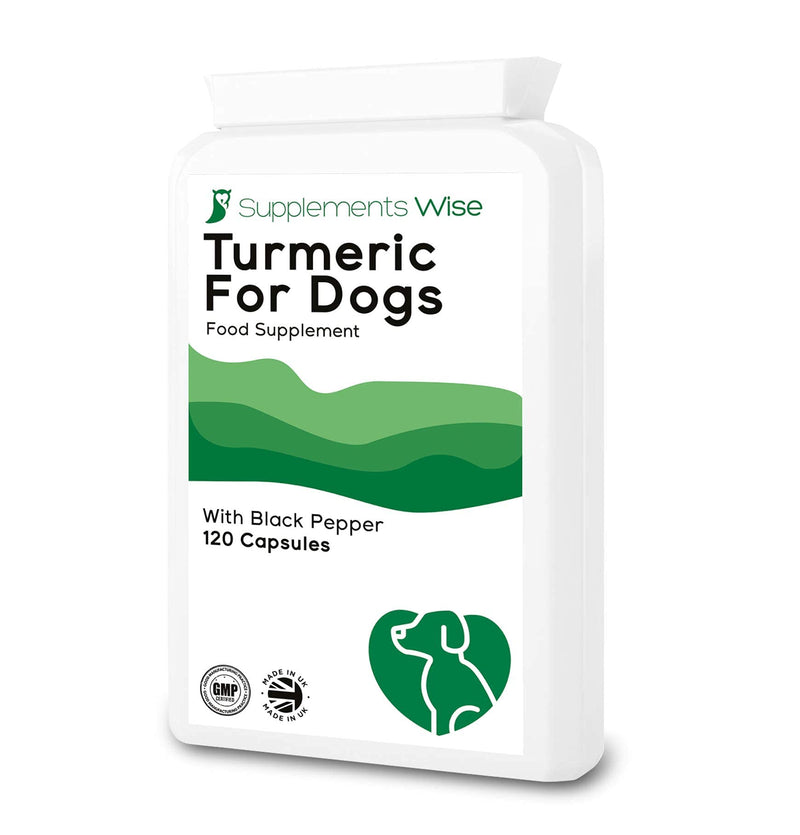 Turmeric For Dogs - Powerful Joint and Hip Anti Inflammatory Relief - For Senior or Young Canines - Curcumin Supplement with Black Pepper - 120 x 500mg Capsules - 10000mg Equivalent Strength Extract - PawsPlanet Australia