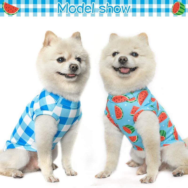 Dog Shirt 2 Packs, Breathable Heavy-Duty Dog Clothes Super Soft Comfortable Spring Summer Style Pet Apparels for Puppies Small Medium Dogs Wearing S (Chest 13.8", Body Length 11") Blue - PawsPlanet Australia