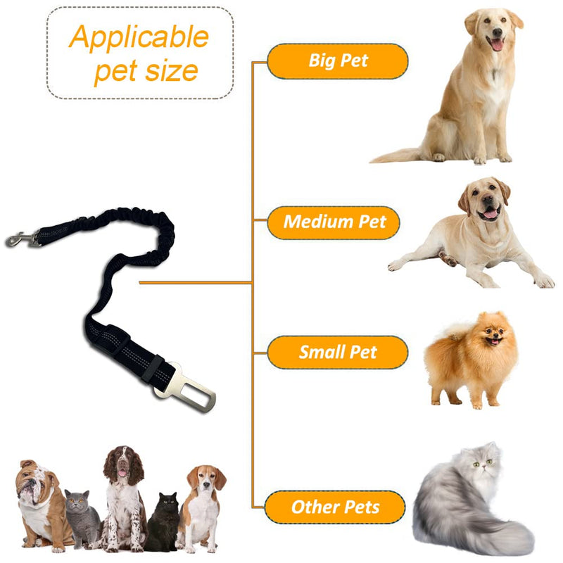 Car Seat Belt Dog Safety Harness for Small/Large/Medium Dogs Pack of 2 Black - PawsPlanet Australia