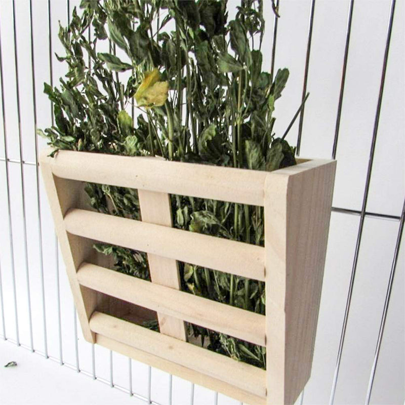 Chinchilla Hay Rack,Bunny Hay Feeder,Guinea Pig Hay Holder,Rabbit Food Dispenser,Natural Wooden,Hamster,Rabbit Cage Accessories by BLSMU - PawsPlanet Australia