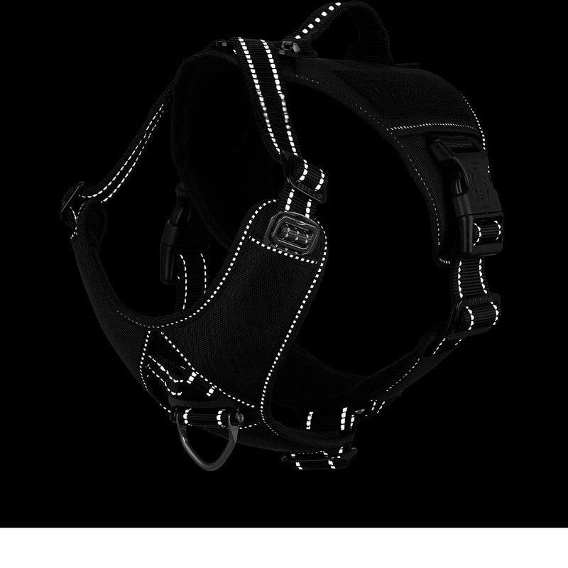 ICEFANG GN8 Quick-Moving Tactical Dog Harness with Handle ,Reflective Pet Vest,No-Pull Front Lead ,5-Points Adjustable,Hook and Loop Panel for Patch Medium (Pack of 1) Black - PawsPlanet Australia