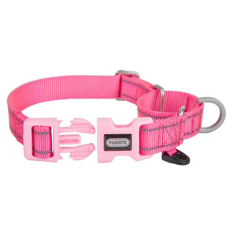 YUDOTE Reflective Martingale Dog Collars, Escape-Proof Anti-Pull Training Collar with Safety Quick Release for Narrow Head Dogs Make Walking Easier, Small, Hot Pink S (Pack of 1) Hot Pink - PawsPlanet Australia