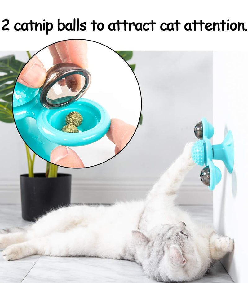 Нсрet Windmill Cat Toy, Interactive Teasing Cat Toy, Windmill Turntable Teasing Cat Toy, Pet Teasing Turntable Scratching Hair Pick Food Rotation Molar Toy (Green) Green - PawsPlanet Australia