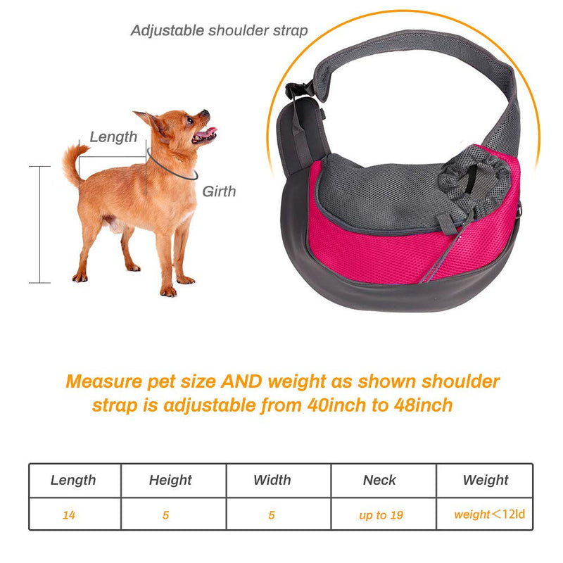 Achort Pet Carrier Hand Free Sling Puppy Carry Bag Small Dog Cat Traverl Carrier with Breathable Mesh Pouch for Outdoor Travel Walking Subway 12LB (Rose Red) - PawsPlanet Australia