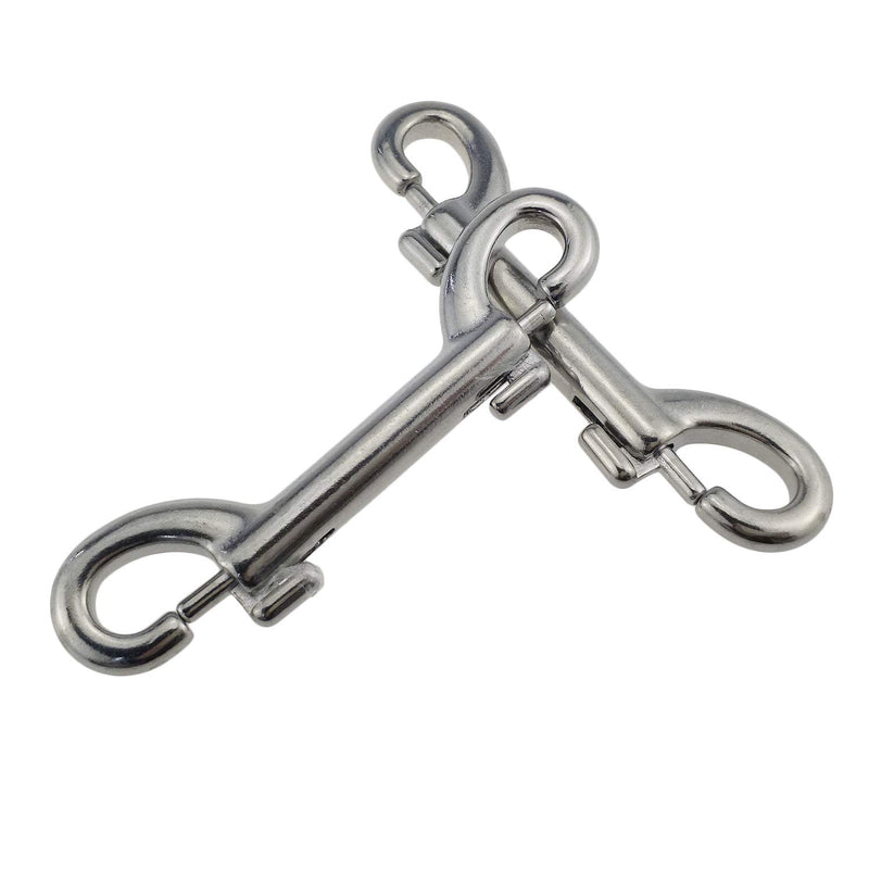 [Australia] - keehui Pair of 316 SS Marine Grade 3-1/2''(90MM) Double Ended Bolt Snap Hook Double End Snap Trigger Chain Diving Clips for Water Bucket/Dog Leash/Pet Feed Bucket/Pet Hammock (Silver) 