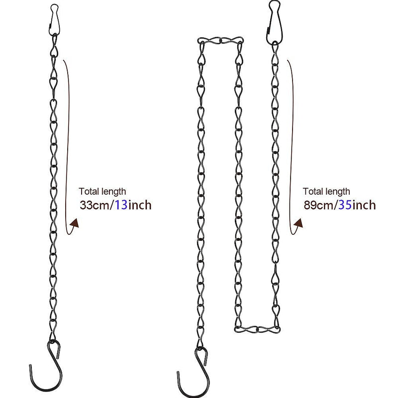 Teenitor 8 Pcs Black Metal Hanging Basket Chains, 4 Pcs 35 Inch & 4 Pcs 13 Inch Replacement Extender Metal Chains Set with Clips & Hooks for Chicken Feeder Bird Cage Planters Lanterns Ornaments - PawsPlanet Australia