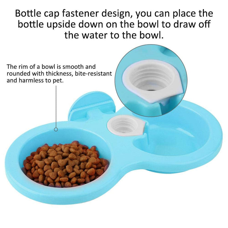 Dual Hanging Pet Bowl Pet Food Water Feeder Feeding Bowl Dog Cat Rabbit Bird Food Basin Dish with Bottle Cap Fastener Design for Crates Cages(Blue) Blue - PawsPlanet Australia