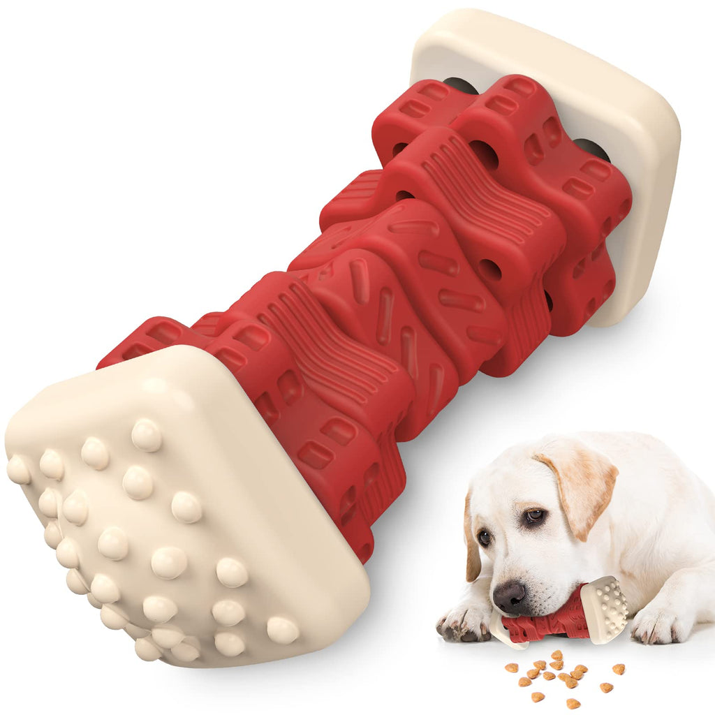 AOZOOM Dog Toys for Aggressive Chewers, Tough Durable Dog Chew Toys, Dog Puzzle Toys with Beef Flavor, Interactive Dog Toys, Safe Rubber Indestructible, for Large Medium Small Dogs - Red - PawsPlanet Australia