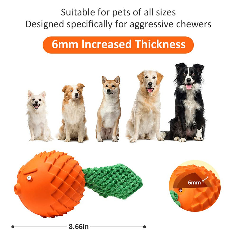 Clemas Indestructible Puppy Chew Toys - Dog Toys for Chew Chase Fetch Durable Rubber Squeaky Dog Toys for Boredom for Medium Dogs Large Dog Aggressive Chewers Tooth Cleaning Dog Gift (Orange) - PawsPlanet Australia