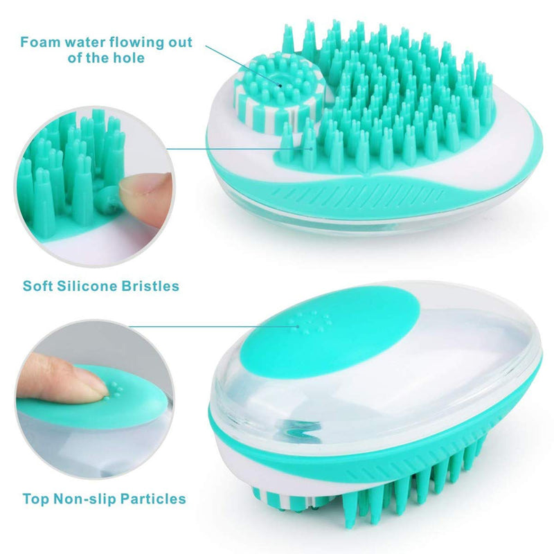 [Australia] - Oupada 2 in 1 Pet Brush Bath Massage Brush,Shampoo Dispenser for Pet Grooming,Deshedding Soft Silicone Bristles Perfect for Washing,Massaging Hair,Remove Loose Fur 