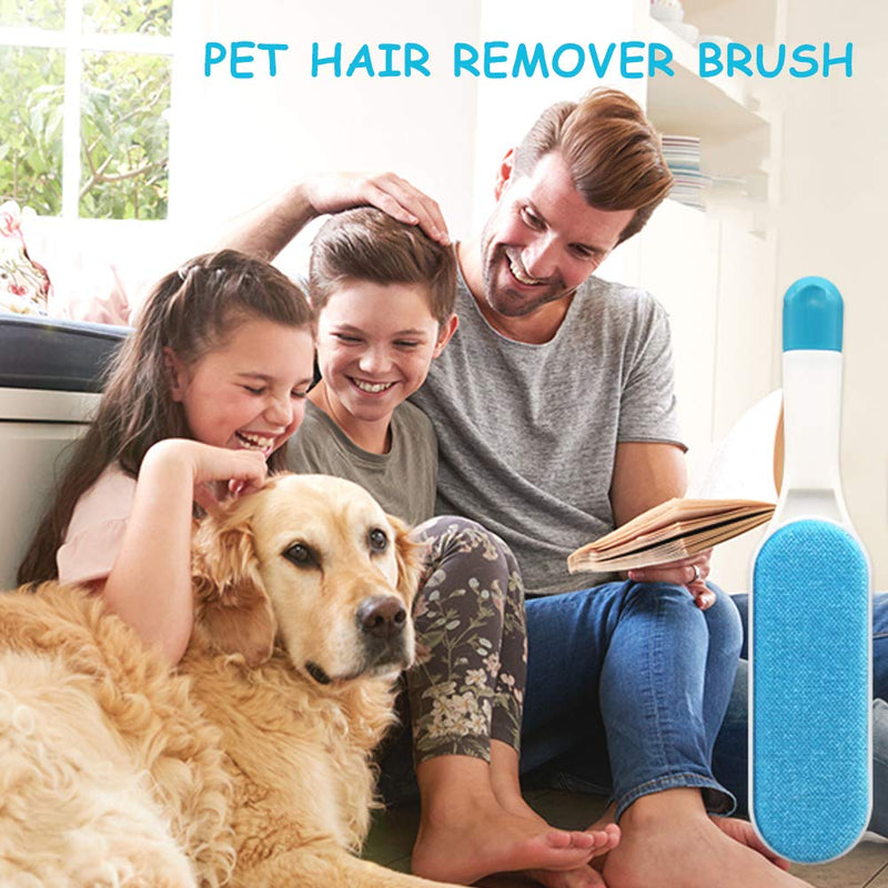 furrybaby Pet Hair Remover Brush with Self Cleaning Base, Double-Sided Lint Brush Removes Dog Cat Fur from Clothing, Furniture, Car Set-Travel Size Included Blue - PawsPlanet Australia