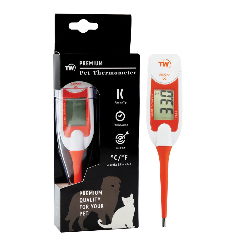 Premium pet thermometer for pet owners of dogs, cats, horses, flexible digital temperature probe including veterinary hobdays chart - PawsPlanet Australia