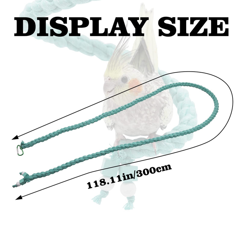 150cm Extra Long Bird Rope Perch, Bird Spiral Rope Swing Toy, Bird Cage Stand Pole Accessories, Bird Stand Climbing Toy for Parrot Parakeet Budgies Lovebirds 150CM - PawsPlanet Australia