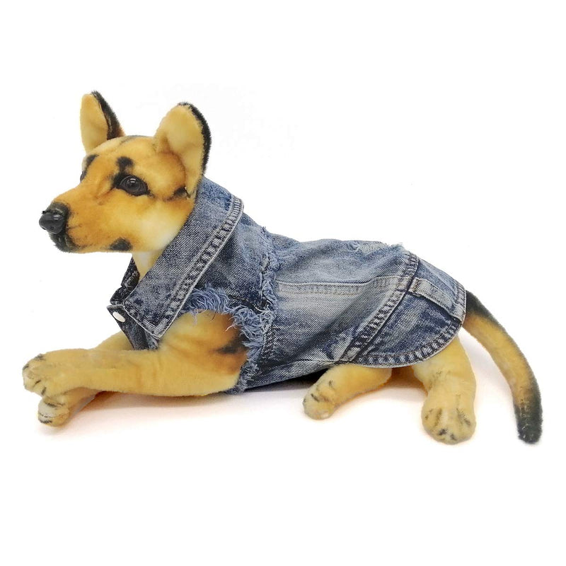 [Australia] - LKEX Dog Jean Jacket, Cool and Soft Shirt, Pet Blue Denim Coat, Classic Lapel Vests, Fashion Clothes for Small Medium Dogs Cats M 