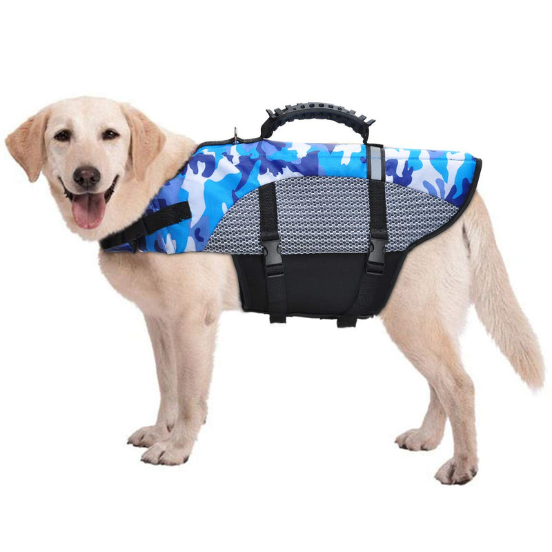 Dog Life Jacket Pet Floatation Life Vest Dog Lifesaver Preserver Swimsuit with handle for Water Safety at Beach, Pool, Boating L - PawsPlanet Australia