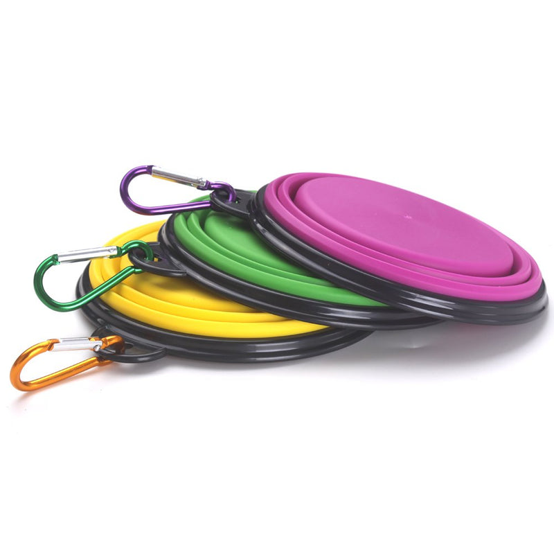 [Australia] - HAZOULEN Collapsible Silicone Travel Bowls for Pet Dog Cat, Yellow, Green, Purple, 3 Pack 