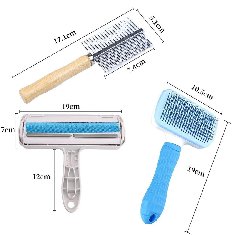 3 PCS Dog Grooming Brushes Tool Kit, Reusable Animal Hair Removal Roller, Dog Comb Brush, Pet Grooming Brush, for Dogs and Cats, Carpet, Furniture, Sofa - PawsPlanet Australia