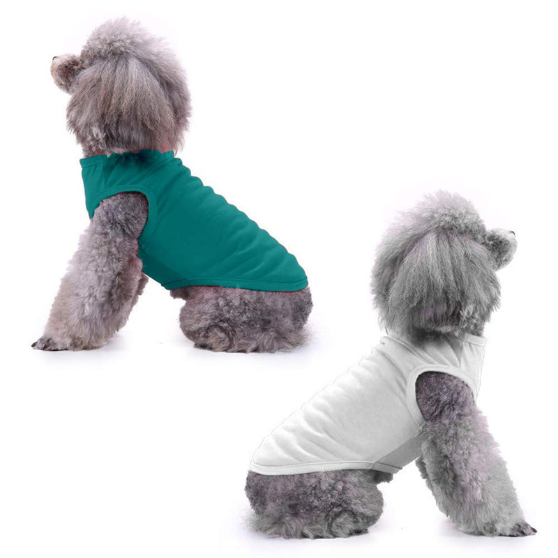 Chol&Vivi Shirts for Dog, Plain Dog T Shirt Vest Clothes Soft and Thin, 4pcs Blank Shirts Clothes Fit for Extra Small Medium Large Extra Large Size Dog Puppy, Shirts for Dog 12" Chest Black, Grey, White, Dark Green - PawsPlanet Australia