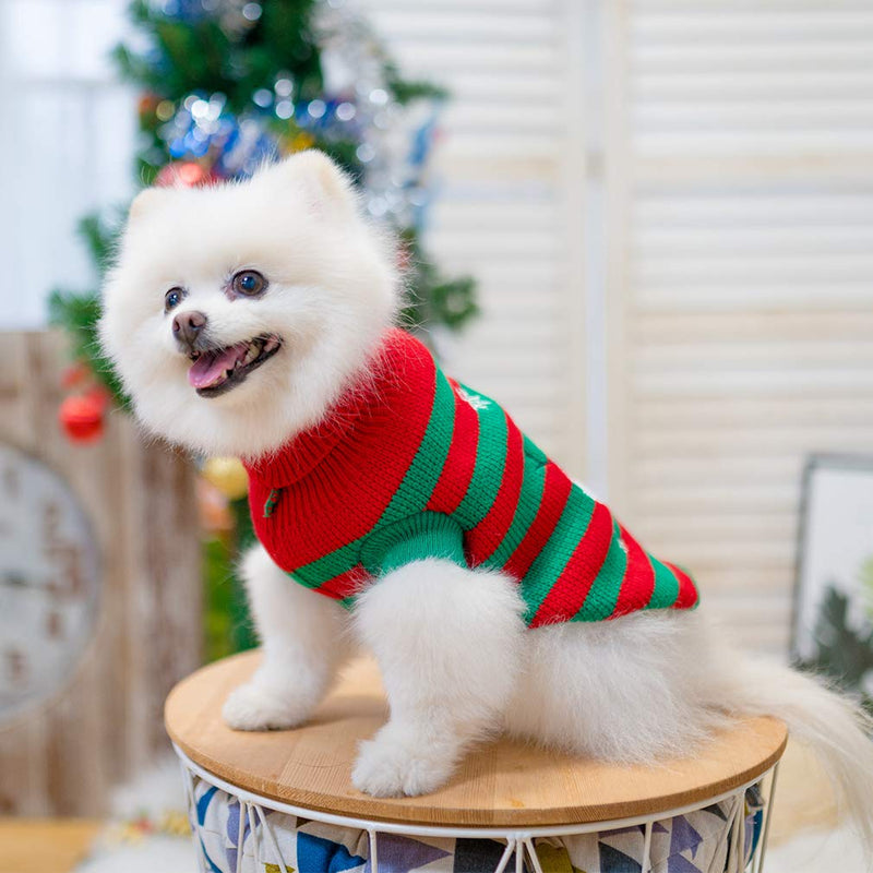 [Australia] - KOOLTAIL Dog Christmas Sweater - Snow Man Stripes Xmas Dog Holiday Sweaters Soft Knit to Keep Warm in Winter Ugly Sweaters Jumpsuits for Small Medium Large Dogs Cats XS(Neck 9"-10";Chest 15"-16") 