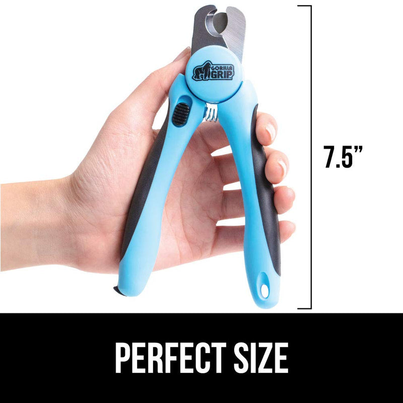 Gorilla Grip Premium Dog and Cat Nail Clipper, Built in Nail File, Slip Resistant Clippers, Safe Grooming at Home, Safety Guard to Avoid Overcutting Professional Claw Trimmer Tool for Pet Nails, Blue 1 - PawsPlanet Australia