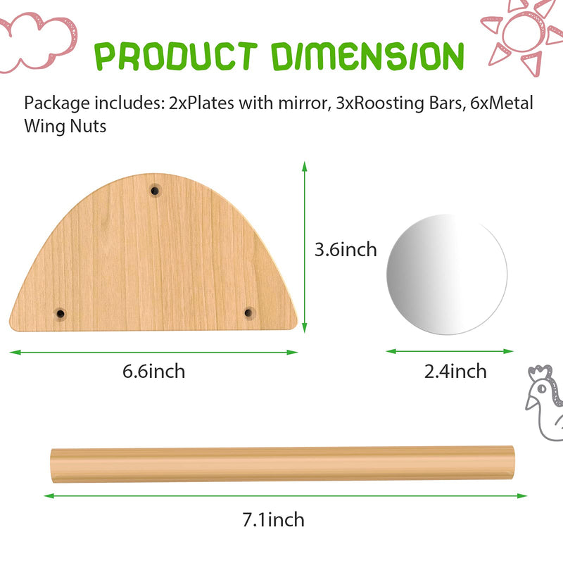 Ensayeer Bamboo Chicken Perch with Mirror, Strong Roosting Bar for coop and brooder, Training Perch for Large Bird, Hens, Parrots, Macaw, Easy to Assemble and Clean, Fun Toys for Chicken 7.1 inch - PawsPlanet Australia