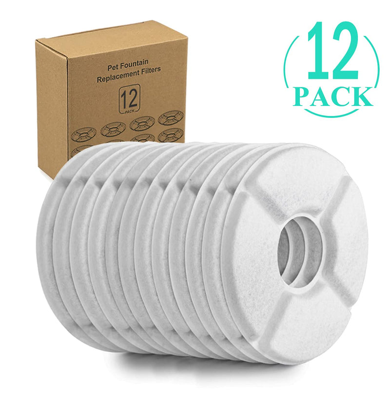 Hantoc 12 Packs Cat Water Fountain Filters, Replacement Pet Water Fountain Filters 1.6L for Flower Fountains Replacement Filters with Resin and Active Carbon for Drinking Fountains Round - PawsPlanet Australia