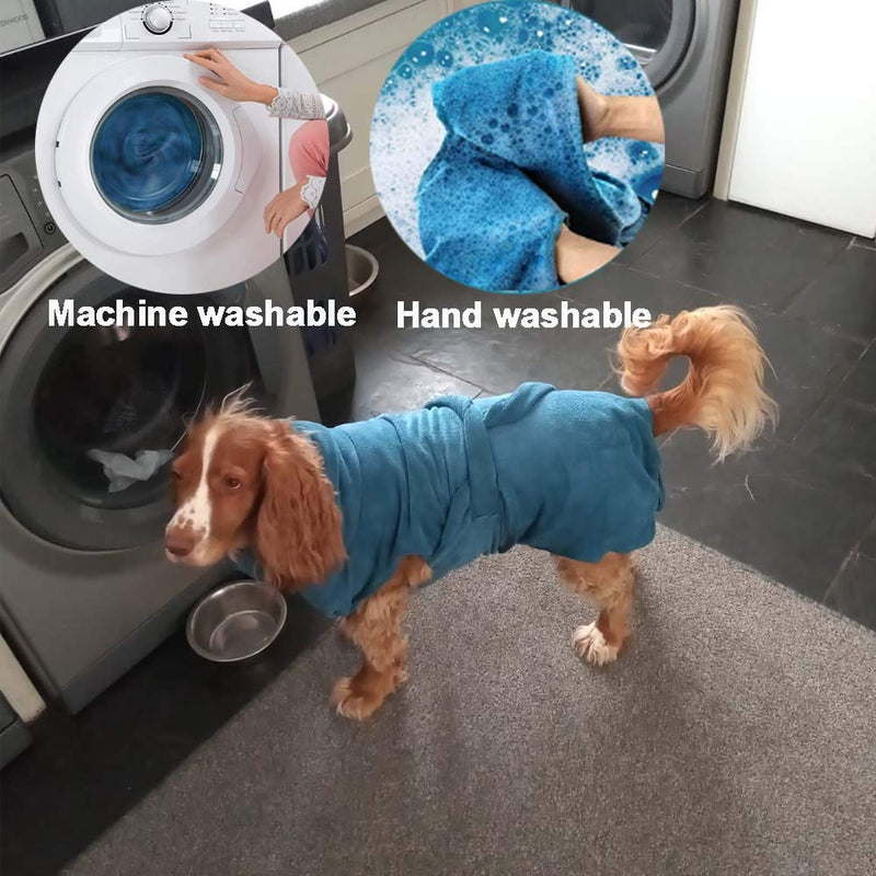 Dog Bathrobe Towel - New Dog Drying Coat with Adjustable Strap Belt Dog Bathrobe Coat Super Absorbent Quick Drying, Dog Bath Towel Comfortable Soft, Pet Dog Cat Bath Robe Towel for Drying Coats (M) M - PawsPlanet Australia