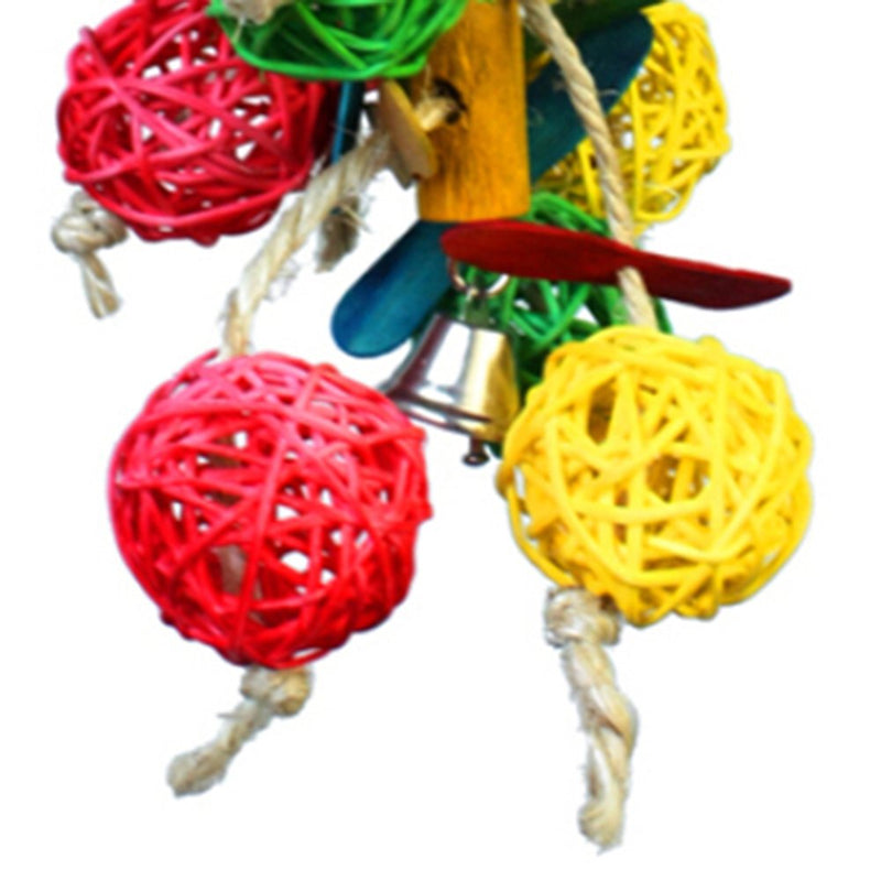[Australia] - Pet Parrot Chewing Swing Toys with Rattan Ball String Hanging Rope Bells for Macaw African Greys Budgies(2 Design) B 
