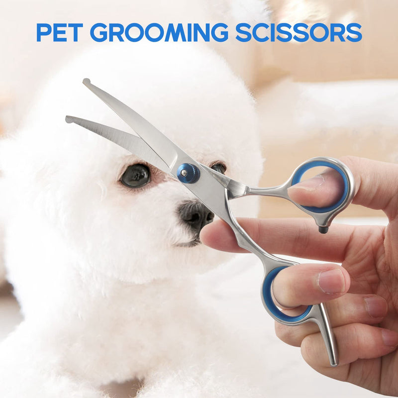 Nrpfell Stainless Steel Dog Grooming Scissors & Thinning Scissors & Dog Comb with Safety Round Tip Grooming Kit for Dog Cat Pet - PawsPlanet Australia