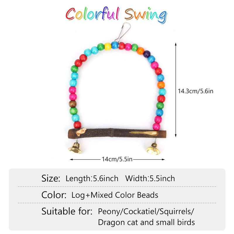 Bird Parrot Swing, Bird Parrot Toys Ladder Wood Bridge Swing Hanging Colored Bird Cage Hammock Swing Toy, Suitable for Hamsters, Gerbils, Little Parrot - PawsPlanet Australia