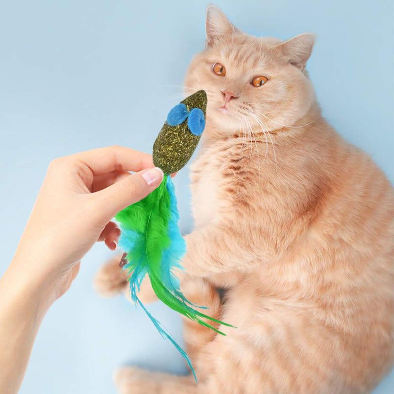 Dokpav 6PCS Catnip Mouse Toys for Cat, Feather Cat Toys, Pet Cat Catnip Toys, Cat Chew Toys, Pet Toy, Mouse Toy, Teeth Cleaning, Interactive Plush Cat Toys for Cat, Puppy, Dog, Kitten Indoor - PawsPlanet Australia