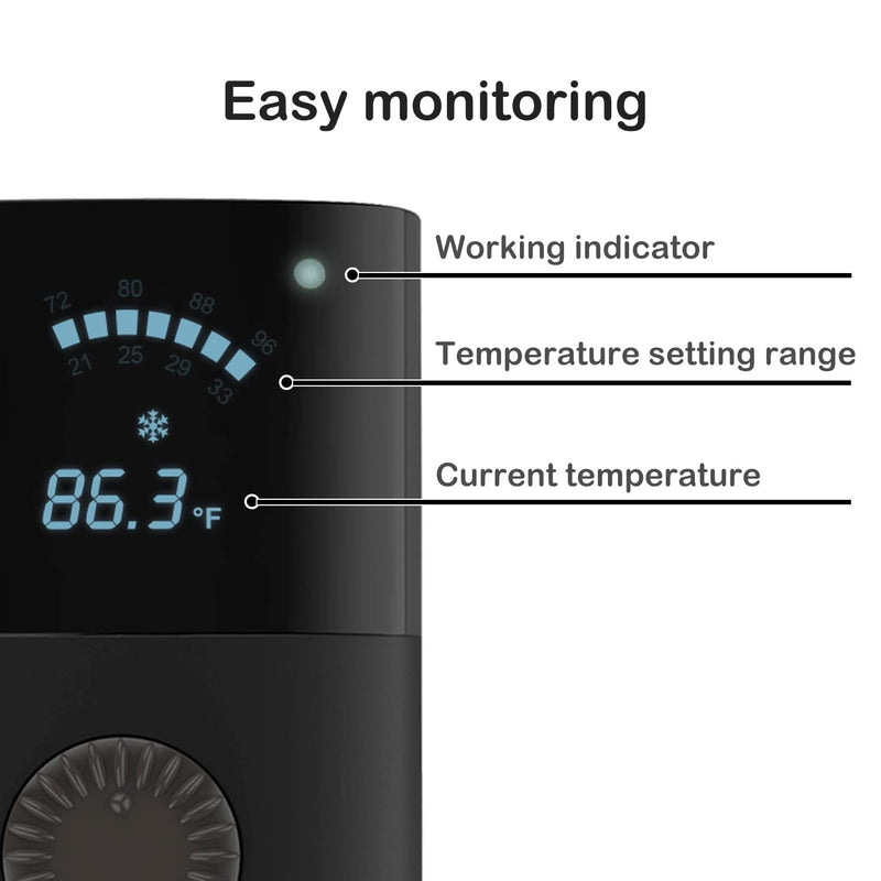 WACOOL Digital Reptile Thermostat Controller, Heating Cooling Temperature Controller 40-112°F for Seedlings, Germination, Rooting, Fermentation and Reptiles, Rotation Operation, 8.3A, 1000W Max - PawsPlanet Australia