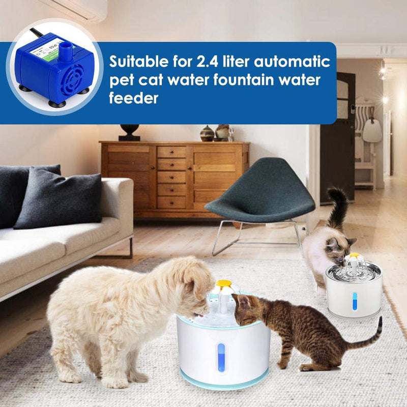 Zerodis Replacement Pet Fountain Pump, Cat Water Fountains Pump Compatible Motor with 5.9ft Power Cable & LED Light - PawsPlanet Australia