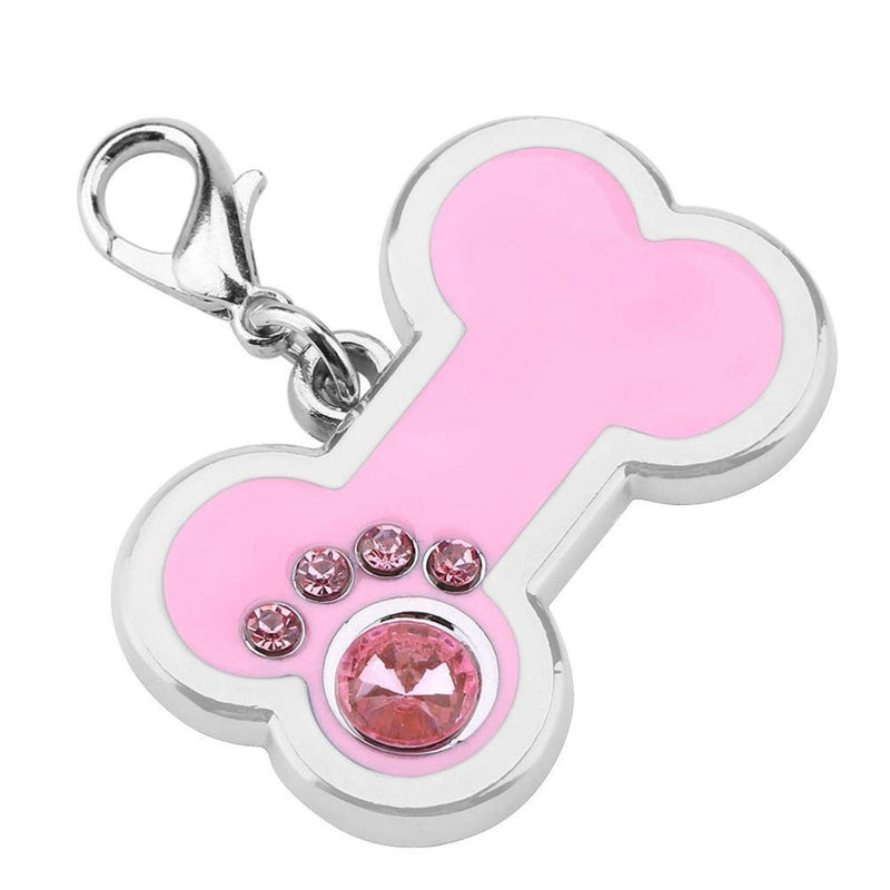 SALUTUYA Pet ID Tag, Cute Bone Shape, Dog Name Necklace Also A Nice Accessory as A Keychain,(Pink) - PawsPlanet Australia
