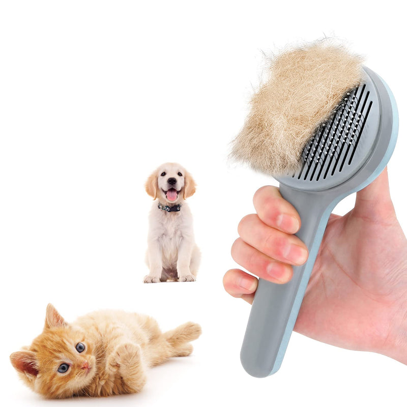 Cat brush, pet brush, long hair, cat comb, self-cleaning slicker brush, gently removes loose undercoat, mats, hair, grooming brush for cats, dogs, massage cleaning brushes, cat brush - PawsPlanet Australia