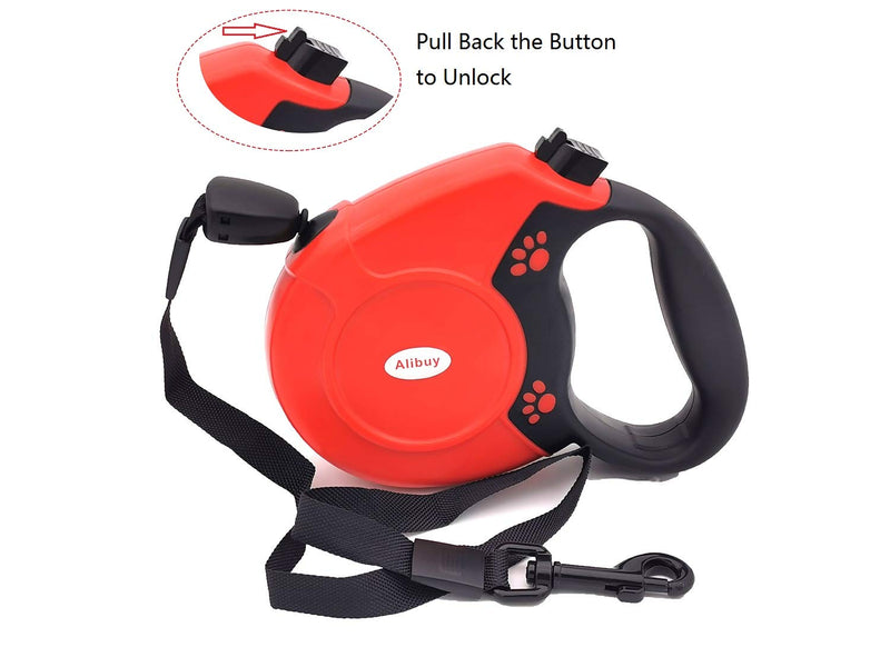 [Australia] - Alibuy Retractable Dog Leash 26ft,Walking Pet Doggie Leashes for Small Medium Large Dogs,Red 