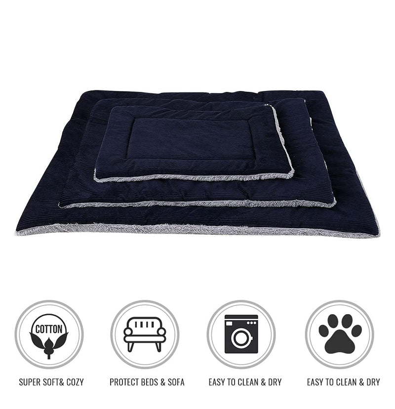 Ultra Soft Dog & Cat Crate Bed - Machine Washable Dryer Friendly Kennel,Dog Bed Mattress Cushion Pad Fluffy for Puppy and Cat (24"x16" Navy) S (24" x 16") - PawsPlanet Australia