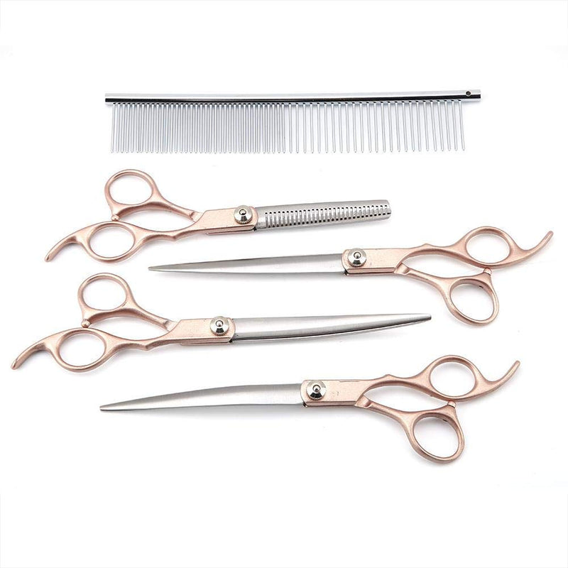 7” 4PCS Gold Handle Scissors Professional Pet Grooming Hairdressing Shear Scissors Set,Stainless Steel Pet Care Scissors for Cat Dog - PawsPlanet Australia